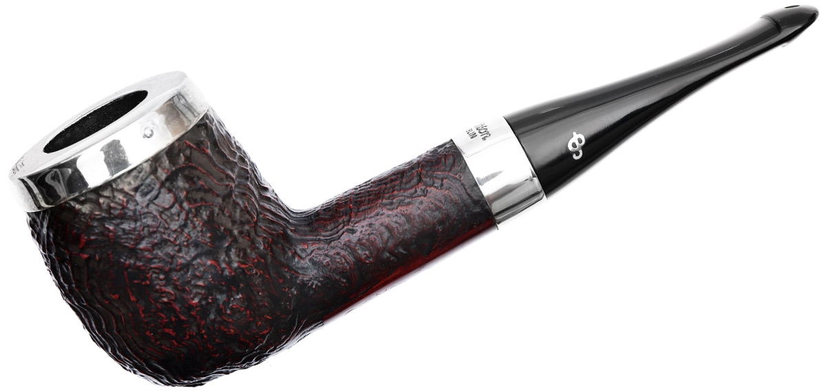 House Pipe Sandblasted Silver Cap Billiard P-Lip