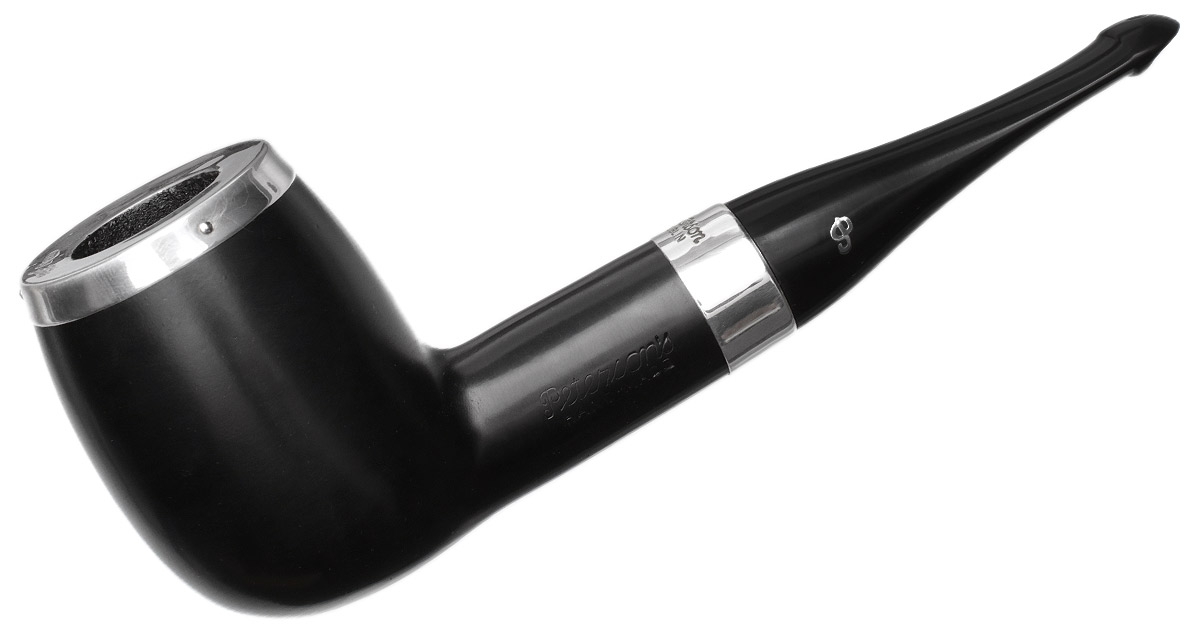 House Pipe Ebony Silver Cap Billiard P-Lip