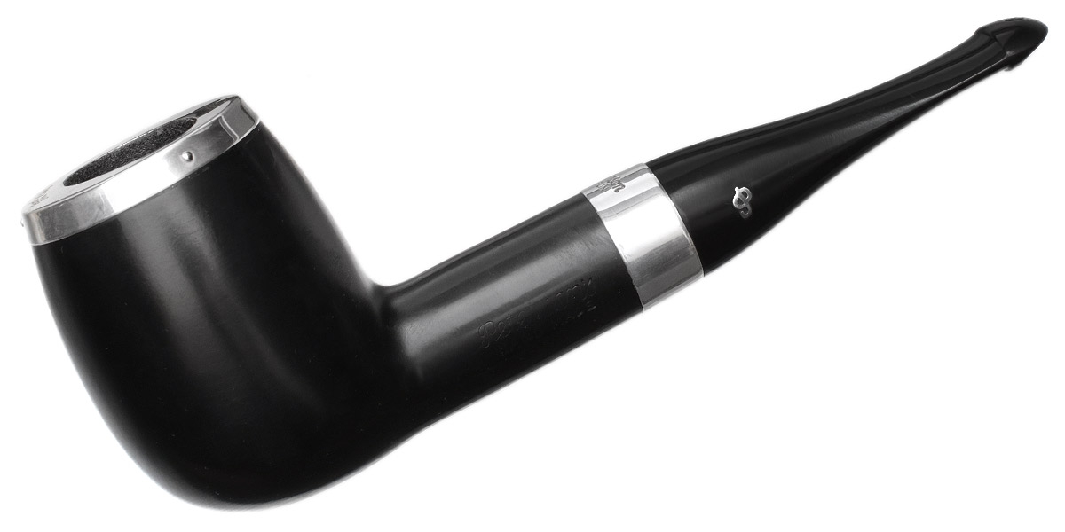 House Pipe Ebony Silver Cap Billiard P-Lip (9mm)