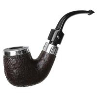 Peterson House Pipe Sandblasted Silver Cap Bent P-Lip