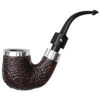 Peterson House Pipe Sandblasted Silver Cap Bent P-Lip (9mm)