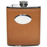 Peterson Flask Tan Leather with Plate (6oz)